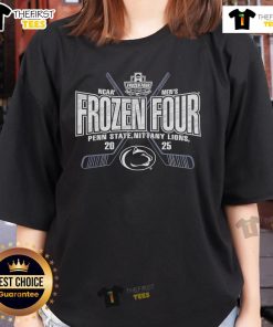 Official Penn State Nittany Lions 2025 NCAA Frozen Four Men's Ice Hockey Tournament ladies tee in blue and white.