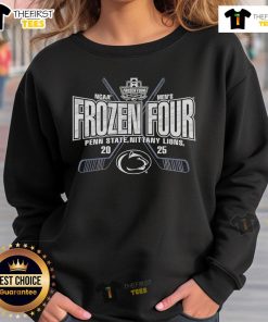 Official Penn State Nittany Lions 2025 NCAA Frozen Four men's ice hockey tournament sweatshirt in team colors.