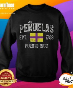 Official Penuelas City sweatshirt featuring the Puerto Rico flag, established in 1793, showcasing vibrant colors and design.