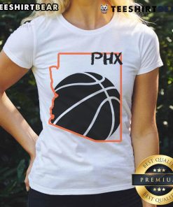 Official Phoenix PHX Basketball Valley Ladies Tee featuring vibrant team colors and logo for fans and supporters.
