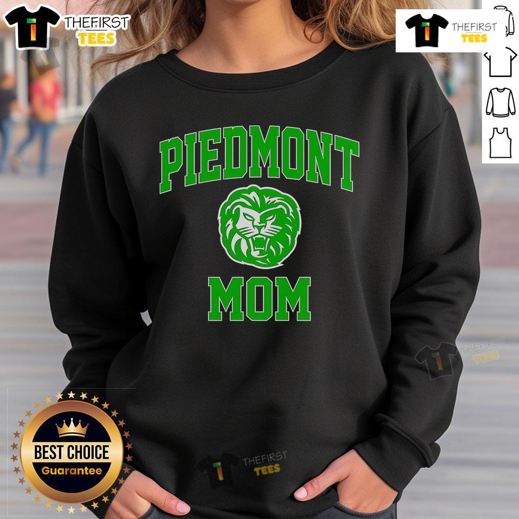 Official Piedmont University Mom Lion Basketball Logo Sweatshirt Alt Text: Official Piedmont University Mom Lion Basketball Logo Sweatshirt in navy blue with vibrant logo design.