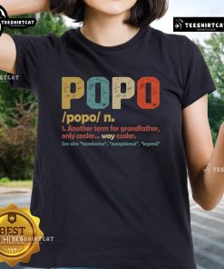 Retro vintage ladies tee featuring 'Official Popo' - a cooler term for grandfather, perfect for stylish grandparent fans.