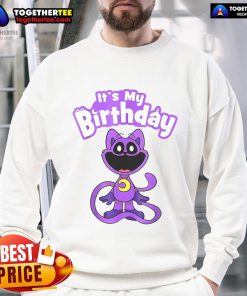 Alt Text: Official Poppy Playtime Catnap It's My Birthday Sweatshirt featuring vibrant graphics and playful design.