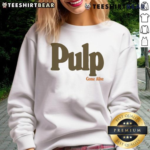 Official Pulp Come Alive Logo Sweatshirt featuring a vibrant design and comfortable fit for fans of the band.