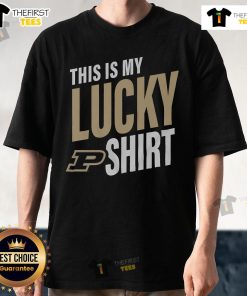 Alt Text: Official Purdue Boilermakers This Is My Lucky T-Shirt featuring bold graphics and school colors for fans.