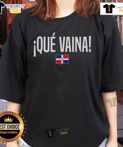 Alt Text: Official Que Vaina Dominican Republic ladies tee featuring vibrant design and Dominican slang for stylish casual wear.