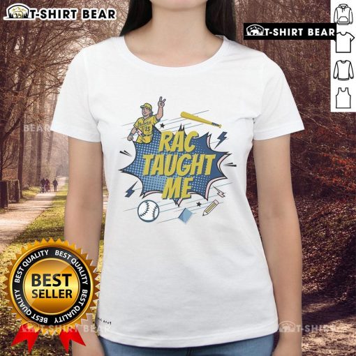 Official RAC Taught Me Bucketlist Tour 2025 Ladies Tee in vibrant colors, perfect for fans of the tour and stylish outfits.