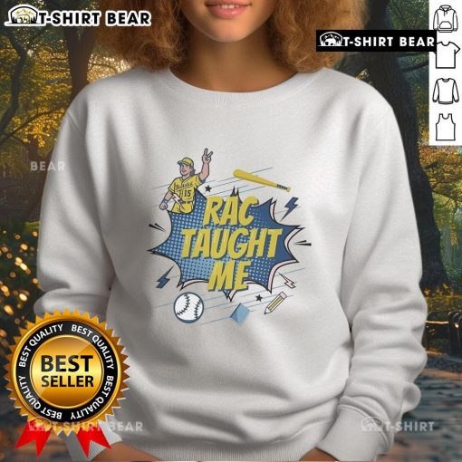 Alt Text: Official RAC Taught Me Bucketlist Tour 2025 sweatshirt featuring bold graphics and comfortable design for fans.