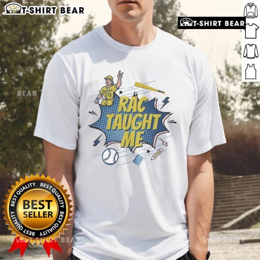 Alt Text: Official Rac Taught Me Bucketlist Tour 2025 T-Shirt featuring a vibrant design and tour dates for fans.