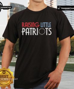 Official Raising Little Patriots T-Shirt featuring patriotic design for kids, perfect for proud American families.