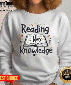 Official Reading is the Key Knowledge sweatshirt featuring a stylish design for book lovers and knowledge seekers.