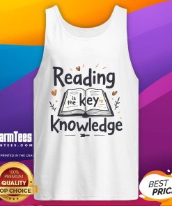 Official Reading Is The Key Knowledge tank top featuring a stylish design promoting literacy and education.