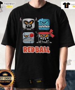 Alt Text: Official Red Ball 4 The Bad Boxes T-Shirt featuring vibrant graphics and game-inspired design for fans.