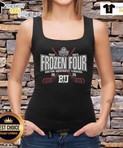 Official Red Boston Terriers tank top for the 2025 NCAA Frozen Four Men's Ice Hockey Tournament.