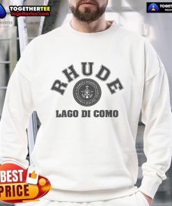 Alt Text: Official Rhude Lago Di Como Sweatshirt in stylish design, showcasing premium fabric and modern streetwear aesthetic.