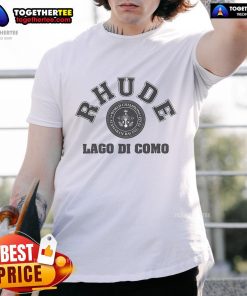Alt Text: Official Rhude Rhude Lago Di Como T-Shirt featuring a stylish design perfect for casual wear.