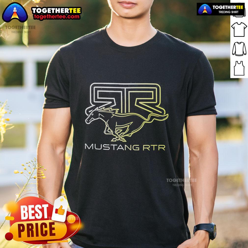 Official Rtr Running Pony Mustang Rtr T Shirt Alt Text: Official RTR Running Pony Mustang RTR T-Shirt featuring a stylish design for Mustang enthusiasts and car lovers.