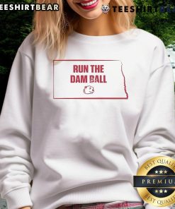 Official Run The Damn Ball Minot State Beavers sweatshirt featuring team colors and logo, perfect for fans and athletes.