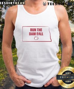 Official Run The Damn Ball Minot State Beavers tank top featuring team logo and vibrant design for fans.