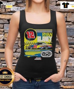 Alt Text: Official Ryan Blaney checkered flag tank top featuring Menards Darlington Raceway throwback car design.