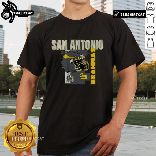 Alt Text: Official San Antonio Brahmas Helmet Frame T-Shirt featuring team colors and logo, perfect for fans and collectors.
