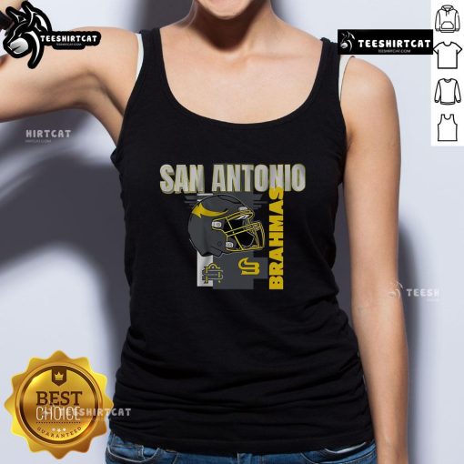 Official San Antonio Brahmas helmet frame tank top showcasing team spirit and style for fans.