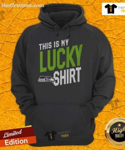 Alt Text: Official Seattle Seahawks 'This Is My Lucky Hoodie' showcasing team colors and logo, perfect for football fans.