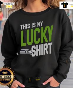 Alt Text: Official Seattle Seahawks This Is My Lucky Sweatshirt featuring team colors and logo, perfect for game day attire.