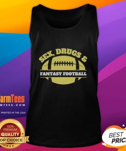 Official Sex Drugs and Fantasy Football tank top featuring a bold graphic design for sports and lifestyle enthusiasts.