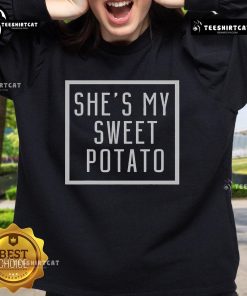 Cozy 'She's My Sweet Potato, I Yam' sweatshirt design, perfect for fall fashion and casual wear.