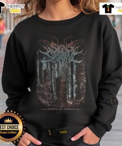 Official Signs of the Swarm Tower of Goresos sweatshirt featuring unique graphics and comfortable fit.