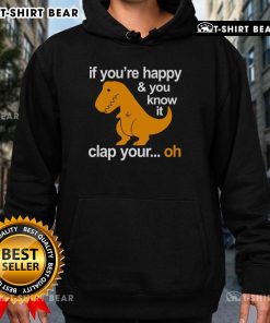 Official Sinosaur hoodie featuring 'If You're Happy and You Know It, Clap Your Hands' design in vibrant colors.