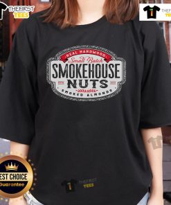 Official Smokehouse Nuts Smoked Almonds Ladies Tee featuring a fun design for nut lovers and snack enthusiasts.