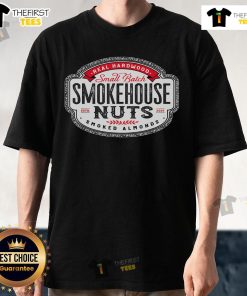 Official Smokehouse Nuts Smoked Almonds t-shirt featuring a fun design promoting delicious smoked almonds.