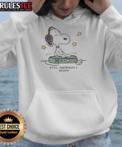 Official Snoopy DJ Full Frequency Sound Hoodie featuring a playful Snoopy graphic and vibrant colors, perfect for fans.