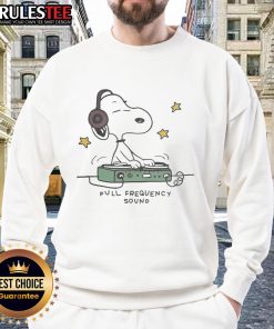 Official Snoopy DJ Full Frequency Sound Sweatshirt featuring a vibrant Snoopy graphic for music lovers and fashion enthusiasts.
