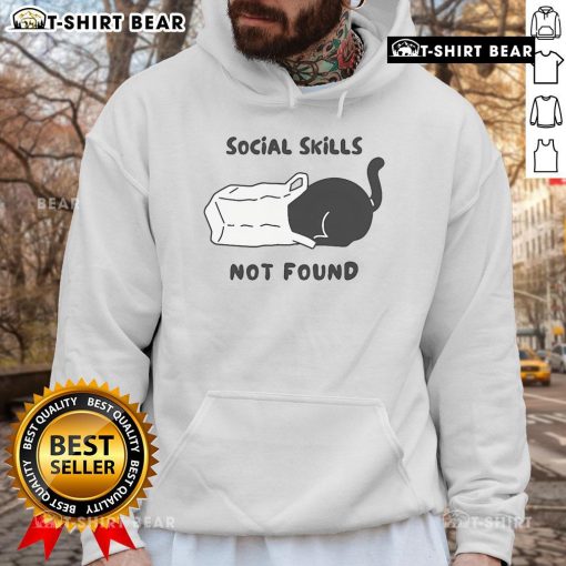 Official Social Skills Not Found Cat Hoodie featuring a playful cat graphic, perfect for cat lovers and quirky fashion.