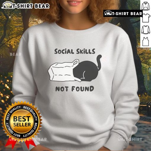 Cozy Official Social Skills Not Found Cat Sweatshirt featuring a playful cat graphic, perfect for casual wear.