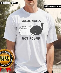 Official Social Skills Not Found Cat T-Shirt featuring a playful cat design, perfect for cat lovers and introverts.