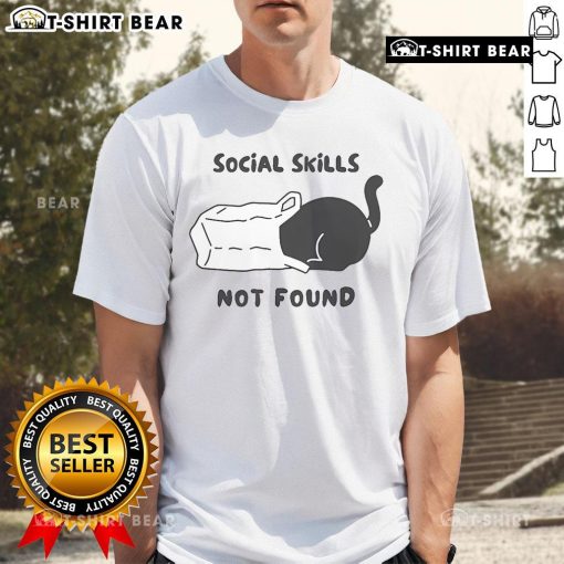 Official Social Skills Not Found Cat T-Shirt featuring a playful cat design, perfect for cat lovers and introverts.