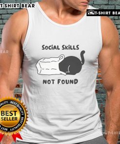 Official Social Skills Not Found Cat Tank Top featuring a playful cat graphic, perfect for casual wear and humor lovers.