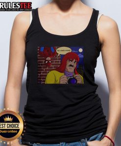 Alt Text: Official Spider-Man MJ What's Wrong Jameson's Disguise tank top featuring vibrant comic-style graphic design.