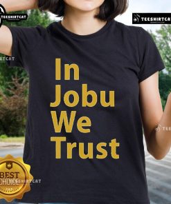 St. Louis Blues ladies tee featuring 'In Jobu We Trust' design, perfect for fans of the NHL team.