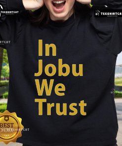 Official St. Louis Blues 'In Jobu We Trust' sweatshirt featuring team colors and logo, perfect for fans.