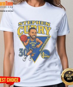 Official Steph Curry 30 Golden State Warriors 2025 NBA Playoffs ladies tee in vibrant colors, perfect for fans.