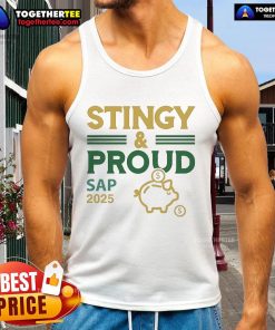 Official Stingy Proud Sap 2025 Tank Top featuring vibrant design, perfect for summer wear and showcasing your pride.