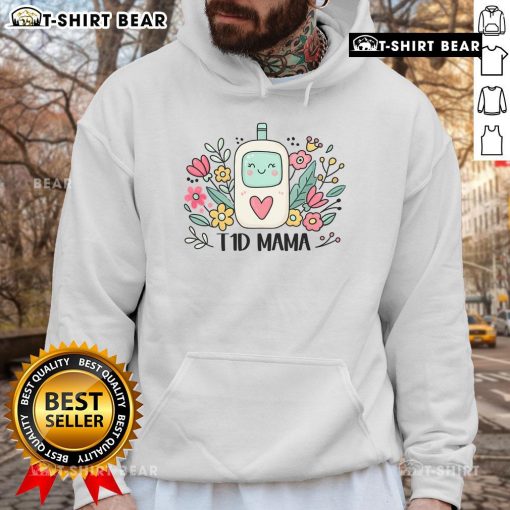 Official T1D Mama Type 1 Diabetes Awareness Mom Hoodie in soft fabric, perfect for proud moms supporting T1D awareness.