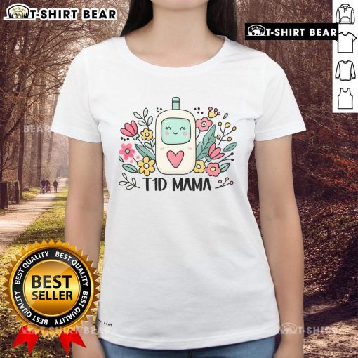 Official T1D Mama Type 1 Diabetes Awareness Mom Ladies Tee for proud mothers supporting diabetes awareness.
