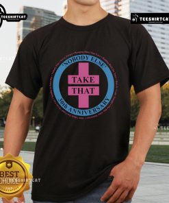 Alt Text: Official Take That Nobody Else 30th Anniversary T-Shirt featuring iconic logo and anniversary design.