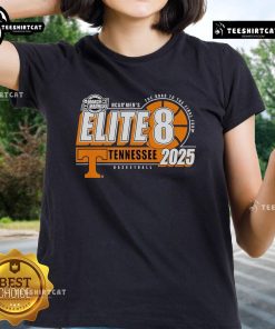 Alt Text: Official Tennessee Volunteers Elite 8 2025 Men's Basketball Ladies Tee featuring team colors and logo.